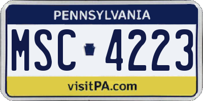 PA license plate MSC4223