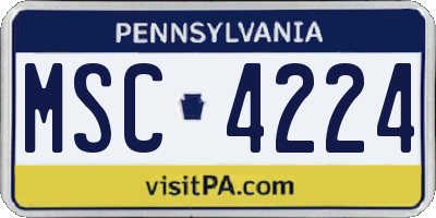 PA license plate MSC4224