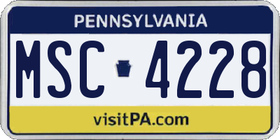 PA license plate MSC4228