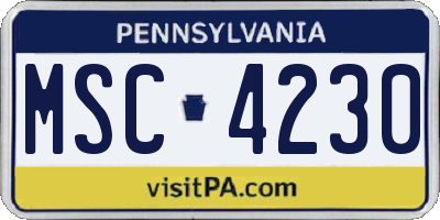 PA license plate MSC4230