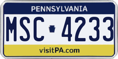 PA license plate MSC4233