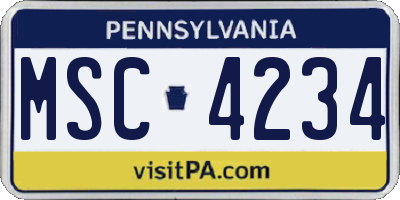 PA license plate MSC4234
