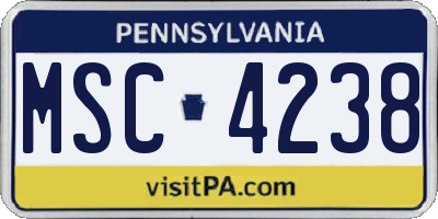 PA license plate MSC4238