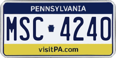 PA license plate MSC4240