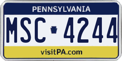 PA license plate MSC4244