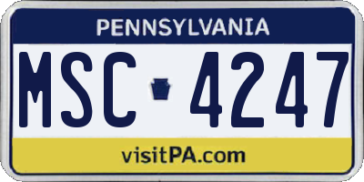 PA license plate MSC4247