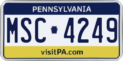 PA license plate MSC4249