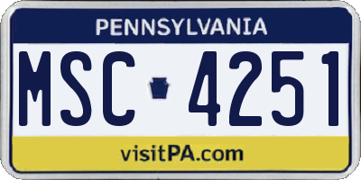 PA license plate MSC4251