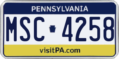 PA license plate MSC4258