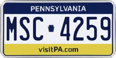 PA license plate MSC4259