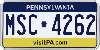 PA license plate MSC4262