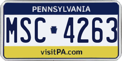 PA license plate MSC4263