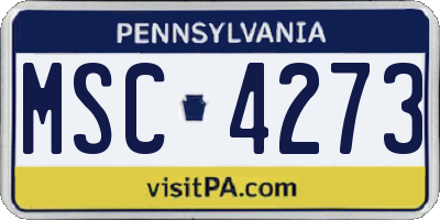 PA license plate MSC4273