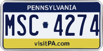PA license plate MSC4274