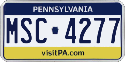 PA license plate MSC4277