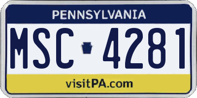 PA license plate MSC4281