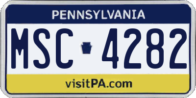 PA license plate MSC4282