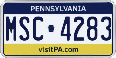 PA license plate MSC4283