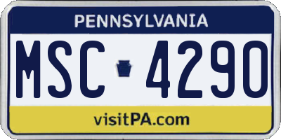 PA license plate MSC4290