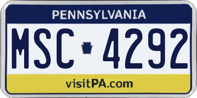 PA license plate MSC4292