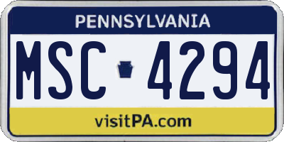 PA license plate MSC4294