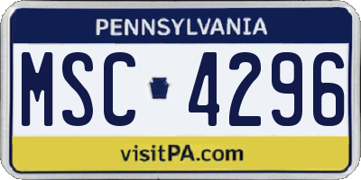 PA license plate MSC4296