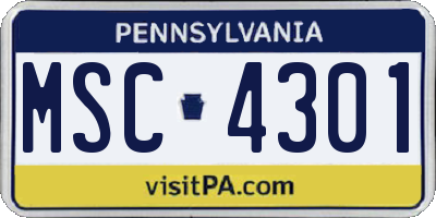 PA license plate MSC4301