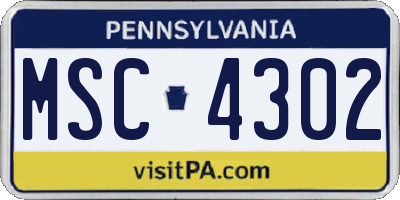 PA license plate MSC4302