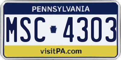 PA license plate MSC4303