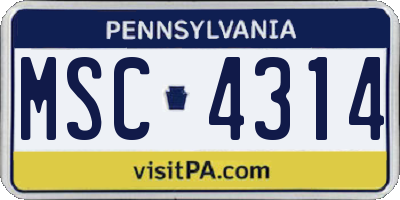 PA license plate MSC4314