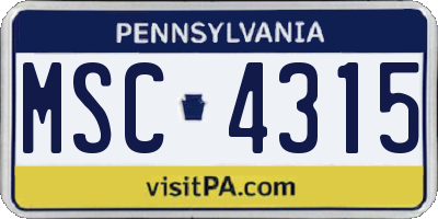 PA license plate MSC4315