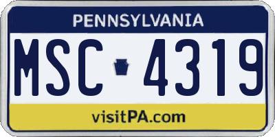 PA license plate MSC4319