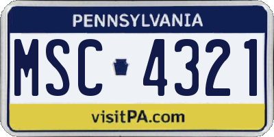 PA license plate MSC4321