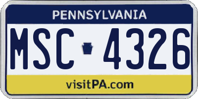 PA license plate MSC4326