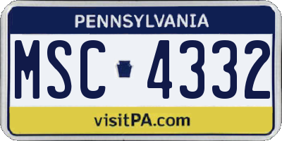 PA license plate MSC4332