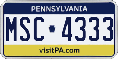 PA license plate MSC4333