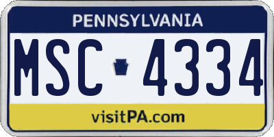 PA license plate MSC4334