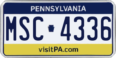 PA license plate MSC4336