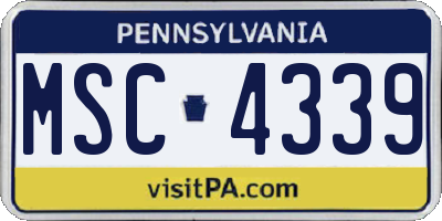 PA license plate MSC4339