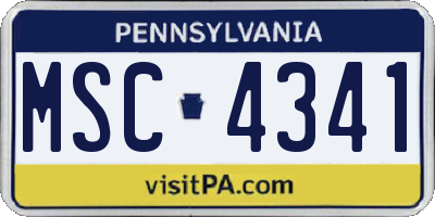 PA license plate MSC4341
