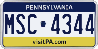 PA license plate MSC4344