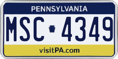 PA license plate MSC4349