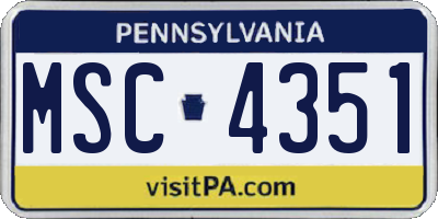 PA license plate MSC4351