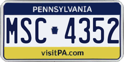 PA license plate MSC4352