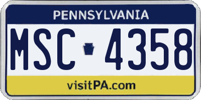 PA license plate MSC4358