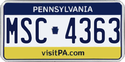PA license plate MSC4363