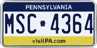 PA license plate MSC4364