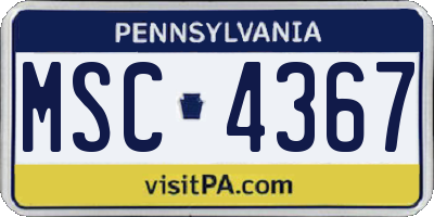 PA license plate MSC4367
