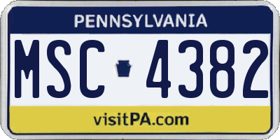 PA license plate MSC4382