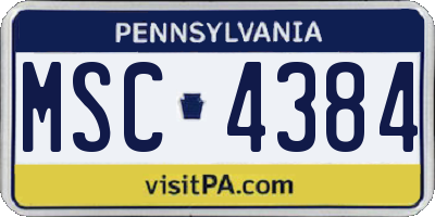 PA license plate MSC4384